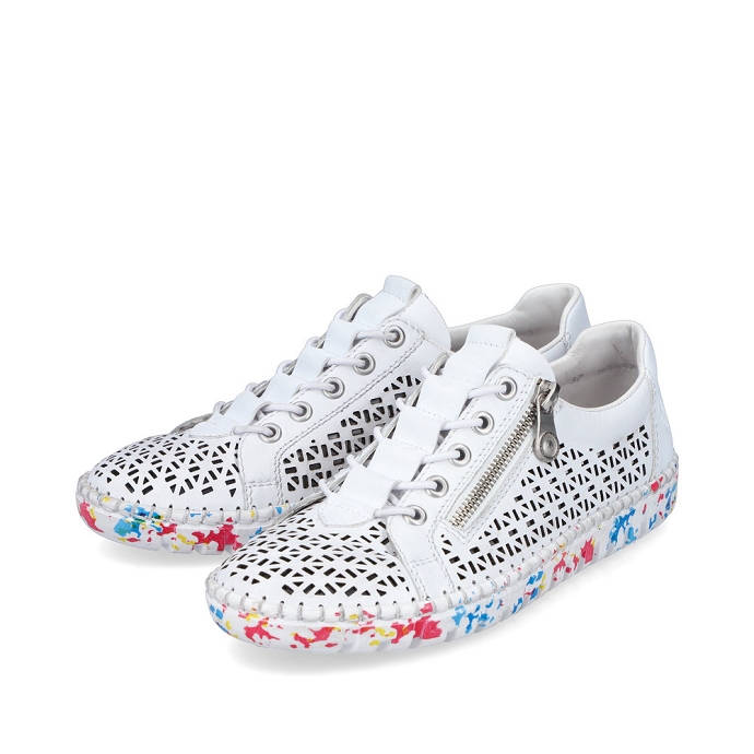 Rieker chaussure a lacets m2357.80 blanc multi