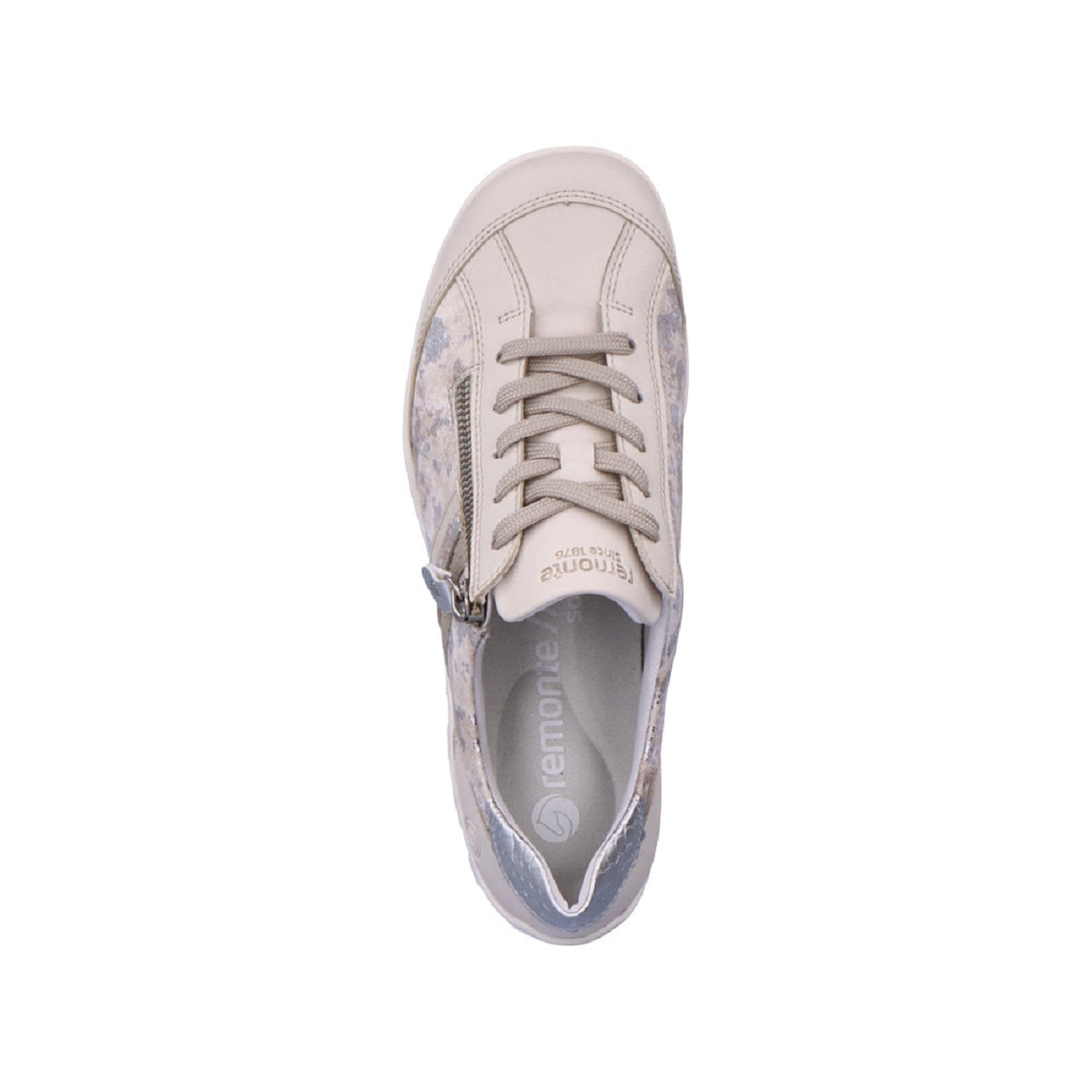 Baskets Femme Remonte D1e03 En Cuir Blanc - Semelle Douce, Laçage Et Zip, Confortables Et Stylées